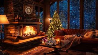 Cozy winter Christmas ambience  Overcome stress in 5 minutes  Blizzard Fireplace sound and Cats [upl. by Dunkin45]