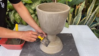 The creativity flower vase pot planters using plastic molds  Cement craft ideas [upl. by Ecyle]