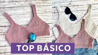 🧶TOP básico tejido a Crochet 👙SUPER FACILBasic Crochetwoven TOP 👙SUPER EASY [upl. by Cowles]