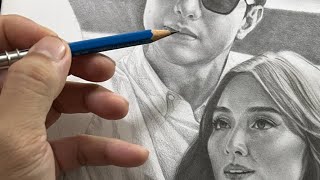 Drawing LIVE Graphite Pencil Realistic Shading Portrait Skin Tone [upl. by Pritchett]