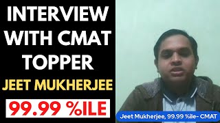 Toppers Talk Interview with CMAT topper  Jeet Mukherjee 9999 percentile  StudyBUZZ toppers [upl. by Tracee]