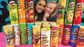 Real Princess ELLA VS Her Cousin in Worlds Biggest Pringles Challenge 21 flavors GROSS amp Delicious [upl. by Ultun]