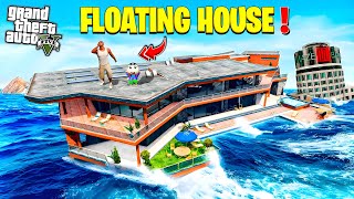 GTA 5  Franklin Building A FLOATING HOUSE Tsunami [upl. by Alic176]