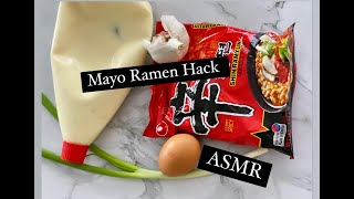 Mayo Ramen Nongshim Shin Ramyun instant noodle  ASMR  Kewpie mayo and garlic hack [upl. by Aerdnahc]