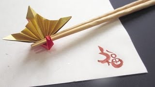 How to ORIGAMI Celebration crane  折り紙箸置き正月祝い鶴 [upl. by Straus]