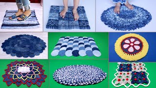 10 Beautiful Doormat Making  Old Clothes Reuse Idea  Jeans Handmade Things [upl. by Noitsuj930]