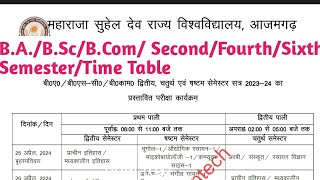 BABScBComSecondFourthSixth Semester  Time Table  April 2024  MSDSU  AZAMGARH [upl. by Eddra]