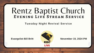 Rentz Baptist Church Revival Service  111924 PM [upl. by Atsilac]