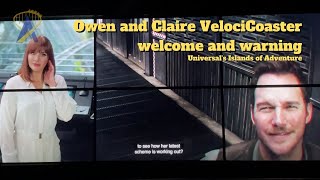 Owen and Claire WarnWelcome VelociCoaster Guests to the Ride  Universal Orlando [upl. by Asilanna]