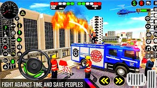 3D rescue fire brigade truck fire controller game  fire brigade work in city game [upl. by Pimbley]