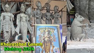 Khairatabad Ganesh Padalu Making 2024  70 Feet Matti Ganapathi in Khairatabad  Hyderabad [upl. by Aniala]