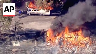 Brush fire in San Bernardino California destroys several homes [upl. by Timoteo]