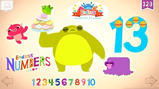 Endless Numbers 13  Learn Number Thirteen  Fun Learning for Kids [upl. by Issie]