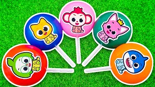 Some Lots of BIG Yummy Candy Rainbow Balloon Baby Shark Hogi Poki Pinkfong Dinosaur Lollipops [upl. by Rahcir718]