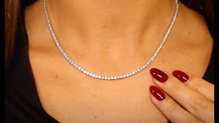 98241  T505ct  Eighty Three Round Brilliant Diamonds Tennis Necklace  18ct White Gold [upl. by Gold]