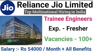 Reliance Jio Ltd Hiring Fresher Trainee Engineer in India I Vacancies  100 I All Streams Eligible [upl. by Ellerrad]