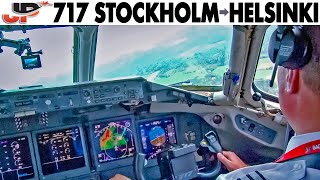 Piloting BOEING 717 Stockholm to Helsinki  Cockpit Views [upl. by Nylegna]