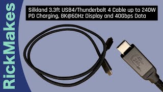 Silkland 33ft USB4Thunderbolt 4 Cable up to 240W PD Charging 8K60Hz Display and 40Gbps Data [upl. by Yliab]