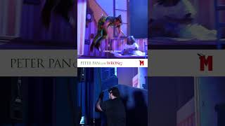 Peter Pan Goes Wrong  A BTS look at how Peter Pan flies from offstage and onstage too 💚 [upl. by Adnilav]