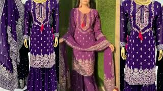 Purple heavy embroidered Sharara kurta set [upl. by Loss]