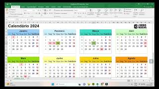 Calendário 2024 Excel [upl. by Backler]