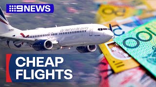 International airfare prices drop according to new data  9 News Australia [upl. by Anelem]