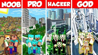 Modern amp Futuristic City Build Battle Challenge  Noob vs Pro vs Hacker vs God  Minecraft Animation [upl. by Beller]