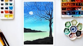 Suluboya Manzara  Kolay Suluboya Çizimleri  Easy Watercolor Tutorial [upl. by Ibrek688]