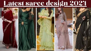 Latest saree design 2024  New saree design 2024 party wear  Latest saree blouse designs 2024 [upl. by Elatsyrc]