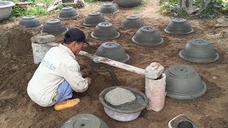 Production A Cement Pot Easy With Manual Tools Homemade  Traditional Construction Techniques [upl. by Beard829]