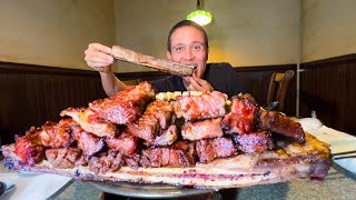 Korean Barbecue Tour 🥩 DINO BEEF RIBS  Standing Barrel BBQ in Seoul [upl. by Zelazny]