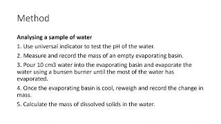 GCSE AQA Chemistry GCSE Required Practical 8 Water Purification Paper 2 [upl. by Allemac]