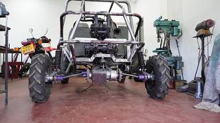 Homemade buggy with differential locking system pt 2  Engine with reverse gearbox install my buggy [upl. by Ysnap41]