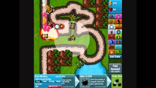 Bloons Tower Defense 4 Walkthrough Track 2  HARD  No Roadspikes  No Lives lost [upl. by Pik887]