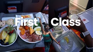 My First Time Flying First Class  american airlines come with us travel vlog first class [upl. by Hareema]