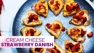 Easy Strawberry Danish Pastry Recipe  Cream Cheese Danish Pastry for Valentines❤️ [upl. by Phyllis185]