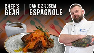 Jak zrobić Sos Espagnole Przepis na pieczoną karkówkę wieprzową z plackiem  Chefs Gear Polska [upl. by Nashom]