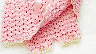 Cubre pañales o braguitas para bebé a crochet fácil de tejer conjunto para niñas en varias medidas [upl. by Micheline]