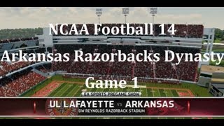 NCAA 14 Arkansas Razorbacks Dynasty  gm 1 vs Louisiana Lafayette [upl. by Amy]