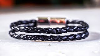 How To Make a Simple Double Braided Leather Bracelet [upl. by Eiral]