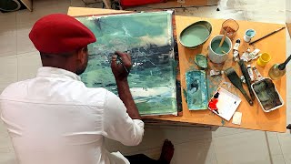 Semi Abstract Landscape Painting With Watercolor  Experimental Watercolour  Demo Shahanoor Mamun [upl. by Woodberry]