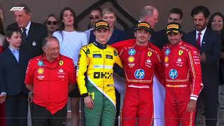 F1 Monaco GP 2024  Podium Anthems and Champagne Celebration [upl. by Eckart]