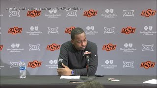 Hes special Oklahoma State coach Mike Boynton gets emotional talking about freshman center [upl. by Rabjohn]