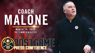 Coach Malone Full Post Game Press Conference vs Timberwolves 🎙 [upl. by Janean]