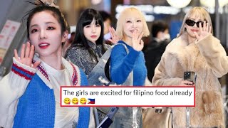 Dara offers Filipino food to CL Minzy amp Park Bom 2ne1 at airport heading to Manila Philippines [upl. by Si]