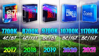 i7 11700K vs i7 10700K vs i7 9700K vs i7 8700K vs i7 7700K  Test in 7 Games [upl. by Robbie]