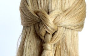 ❤ EASY Heart hairstyle for medium long hair tutorial ❤ shorts [upl. by Jarl]