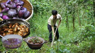 Harvest purple potatoes to make fried cakes cook a pot of delicious shrimp soup [upl. by Toh]