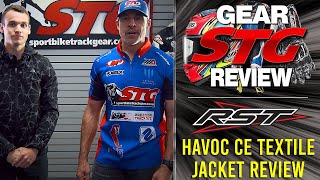 RST Havoc CE Textile Jacket Review from SportbikeTrackGearcom [upl. by Hahcim215]