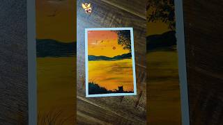 Sunset scenery drawing watercolor easy [upl. by Sladen]